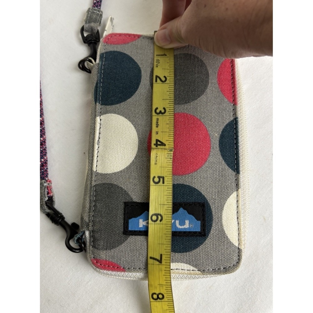 Kavu Go Time Bi-Fold Crossbody Wallet Bag 7.5x4" Zip Polka Dot Preppy School - Picture 11 of 13
